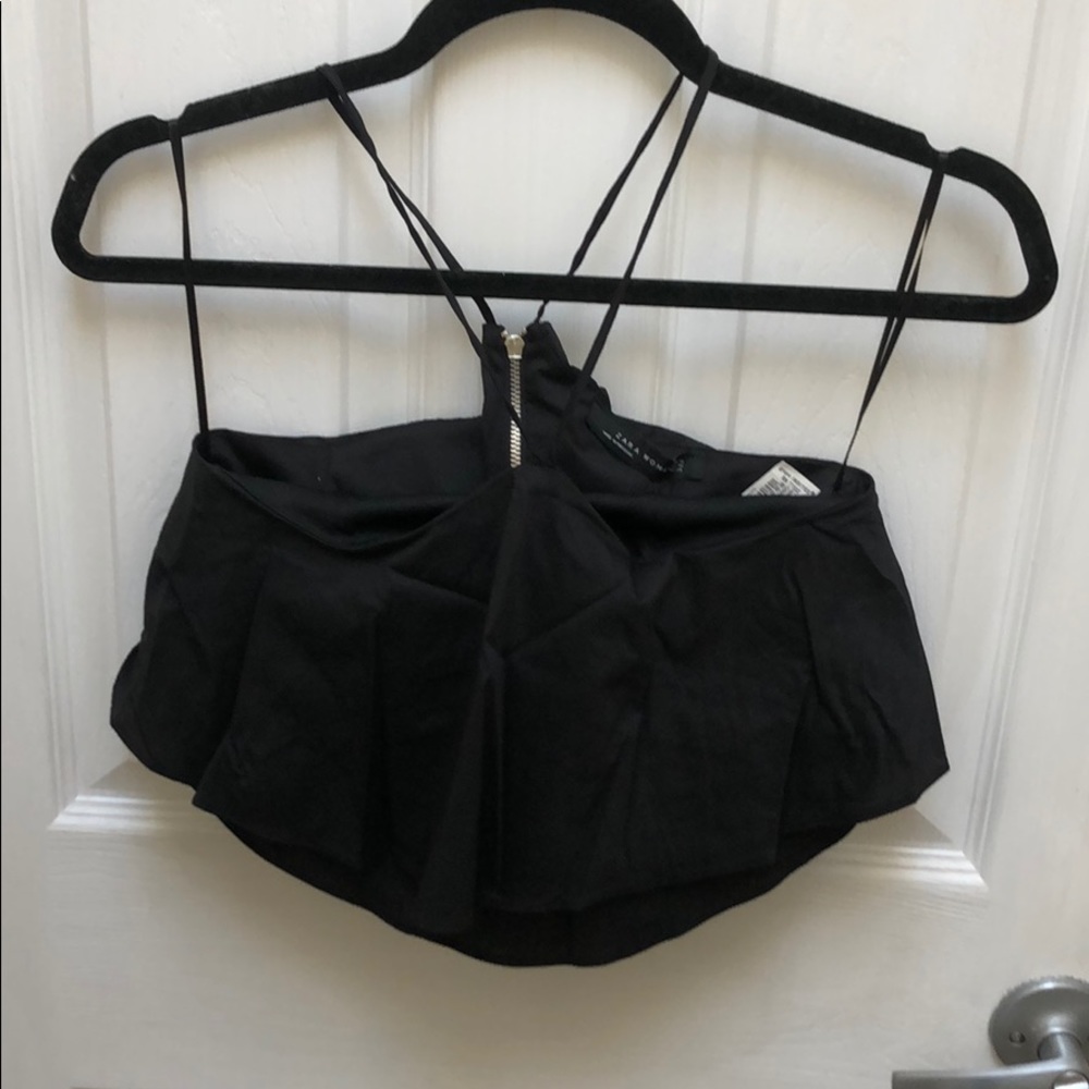 Zara Scalloped Bottom Crop Top Blouse